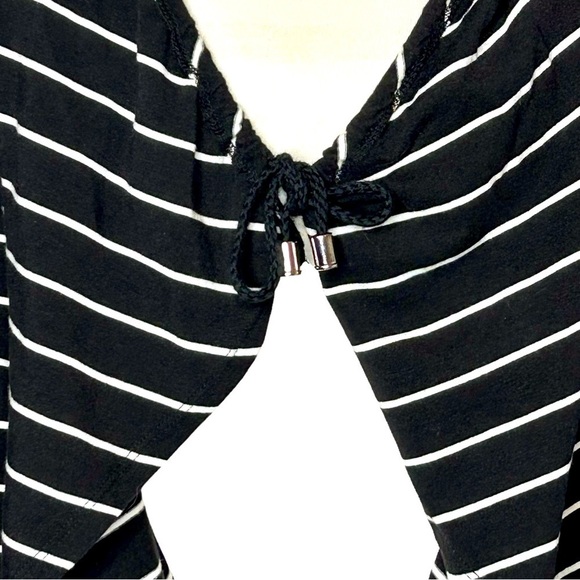 ZENERGY BY CHICO’S Jacket Black White Stripes Open front Ties Size 12 LIKE NEW - Picture 5 of 8